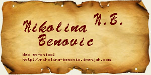 Nikolina Benović vizit kartica